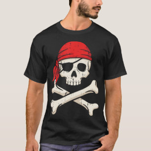 Camiseta Calavera Pirata Huesos Cruzados Jolly Roger Vintag