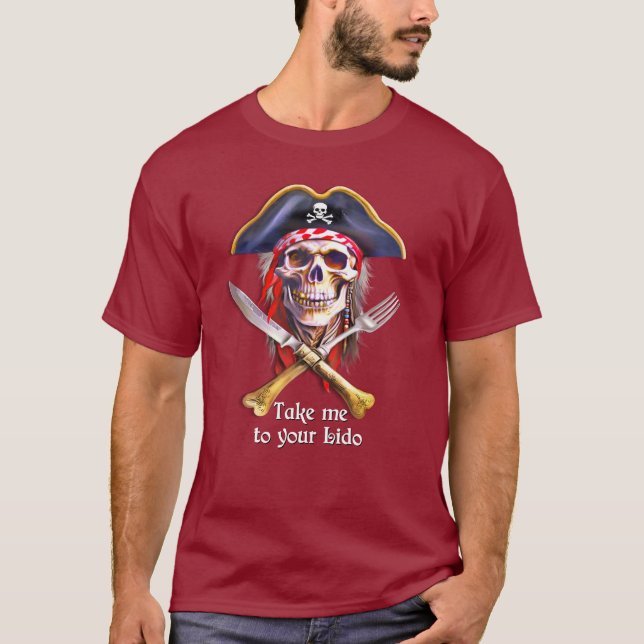 Camiseta Calavera pirata "Llévame a tu Lido" (Anverso)