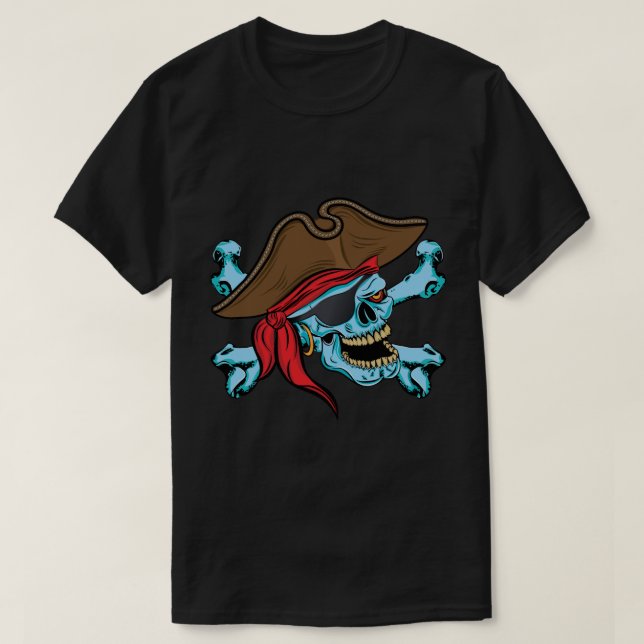 Camiseta Calavera pirata y encrucijada (Diseño del anverso)