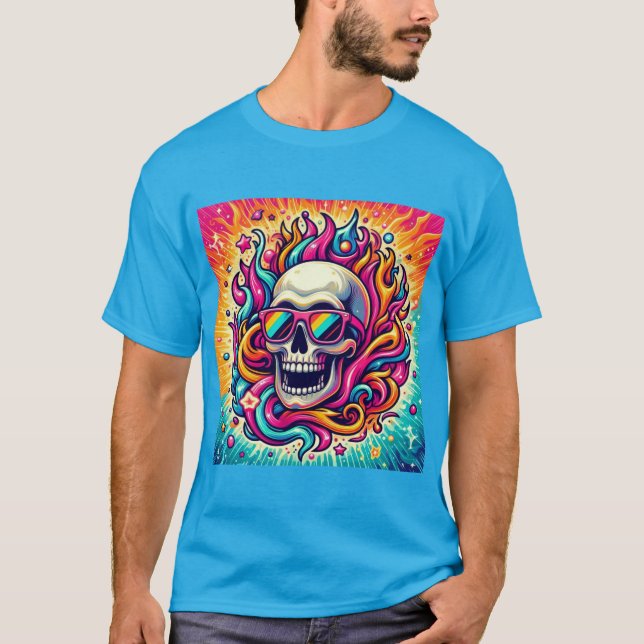 Camiseta Calavera psicodélica con gafas de sol (Anverso)