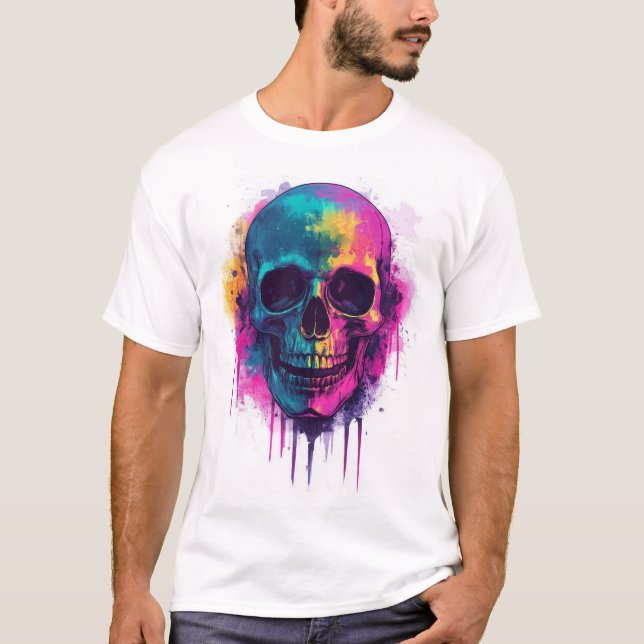 Camiseta Calavera Rebelde con Grafiti (Anverso)