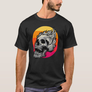 Camiseta Calavera Retro Con Flamas Impresionantes Vintage F