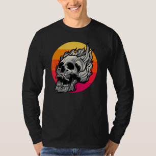 Camiseta Calavera Retro Con Flamas Impresionantes Vintage F