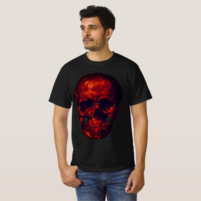 Camiseta Calavera roja gótica (Anverso completo)