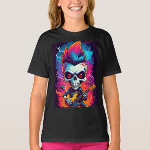 Camiseta Calavera roquera con mohicano