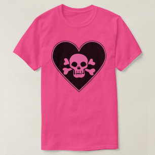 Camiseta Calavera rosa en corazón