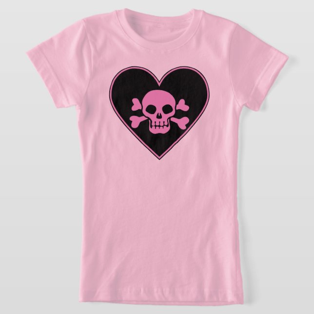 Camiseta Calavera rosa en el corazón (Distribución)
