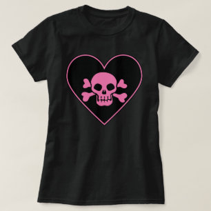Camiseta Calavera rosa en el corazón