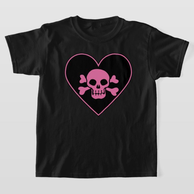 Camiseta Calavera rosa en el corazón (Distribución)