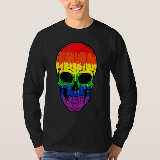 Camiseta Calavera Sangrienta Lgbt Gay Orgullo Calma Hallowe (Anverso)