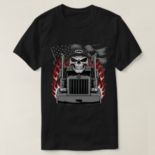 Camiseta Calavera simétrica y camión con bandera de escala
