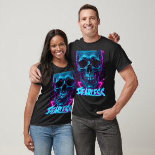 Camiseta Calavera sin miedo   Diseño Neon Cyberpunk Streetw