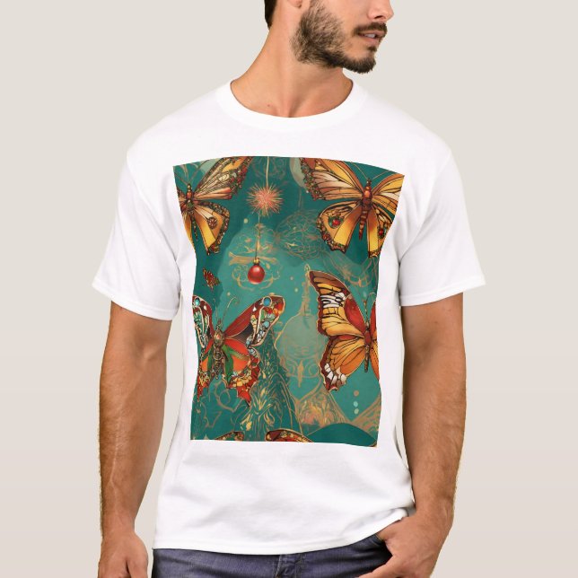 Camiseta Calavera Steampunk con Pelo Afro de Mariposa – Bas (Anverso)