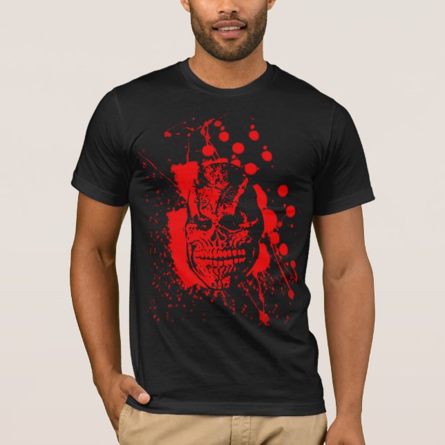 Camiseta Calavera temblorosa en un charco de sangre (Anverso)