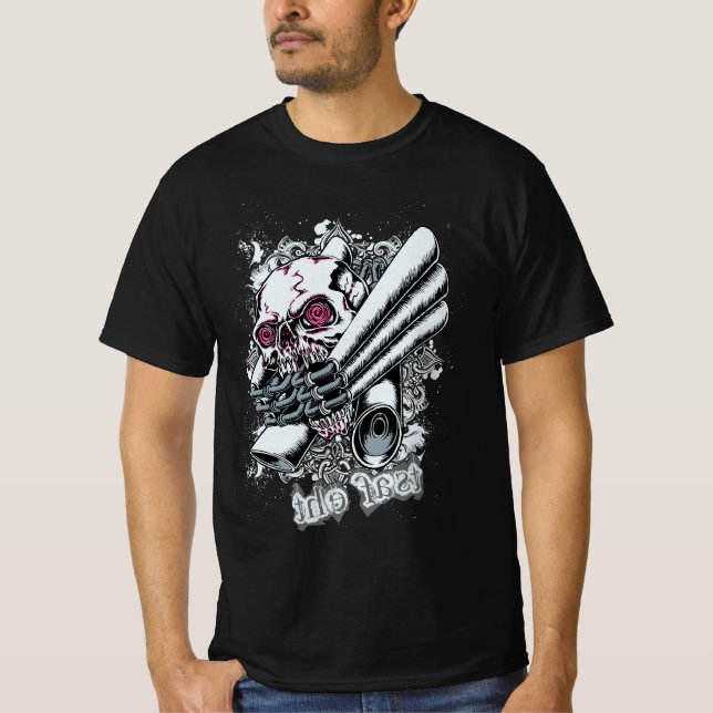 Camiseta Calavera teñida de espiral - Diseño gótico de grun (Anverso)