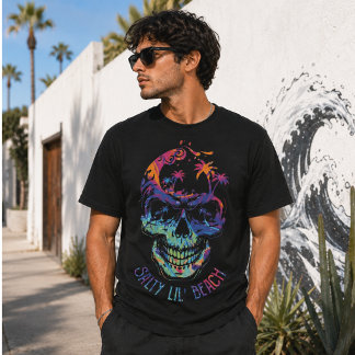 Camiseta Calavera Tropical Acolorado Palmeras Vibraciones d