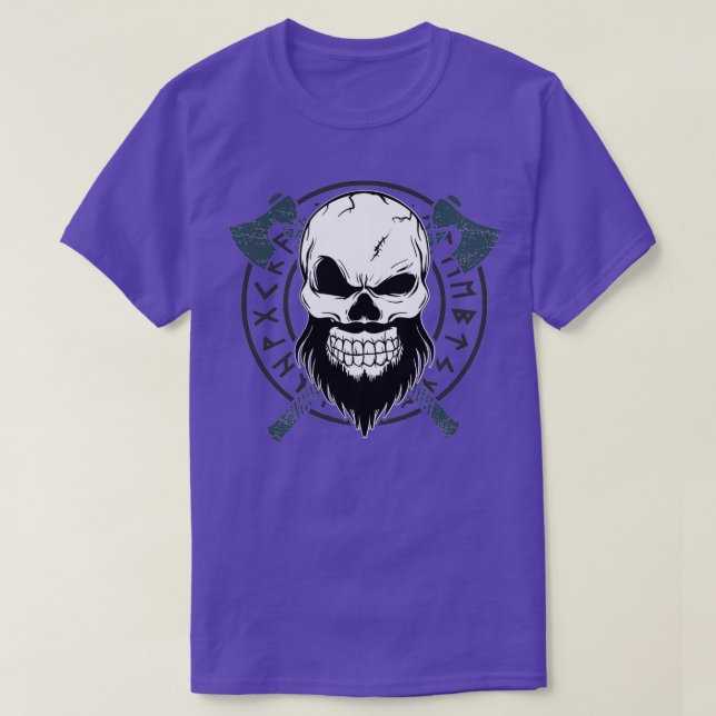 Camiseta Calavera Viking con hachas y carreras nórdicas (Diseño del anverso)