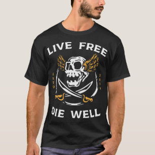 Camiseta Calavera voladora y espadas