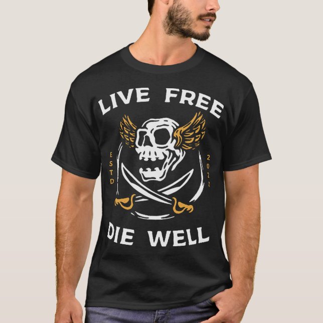 Camiseta Calavera voladora y espadas (Anverso)