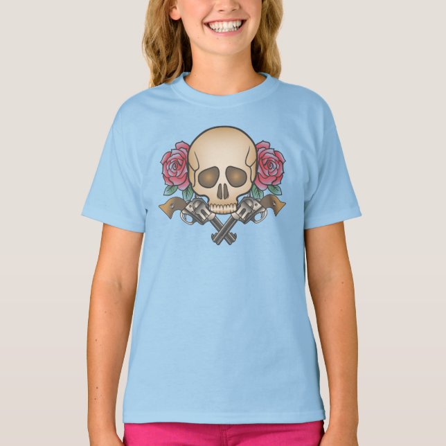 Camiseta Calavera y armas de Dia de los Muertos | Sleeve Sh (Anverso)