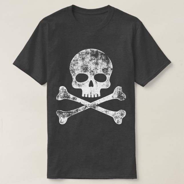 Camiseta Calavera y cruces en blanco (Diseño del anverso)