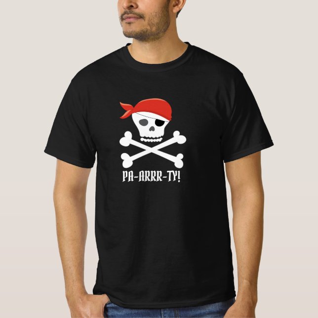 Camiseta ¡Calavera y cruz Pirate Pa-arrr-ty! (Anverso)