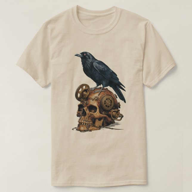 Camiseta Calavera y cuervo steampunk (Diseño del anverso)
