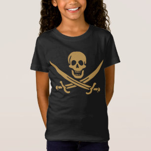 Camiseta Calavera y Cutlass de Oro Azteca Pirata Calico Jac