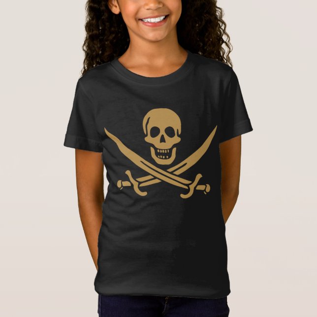 Camiseta Calavera y Cutlass de Oro Azteca Pirata Calico Jac (Anverso)