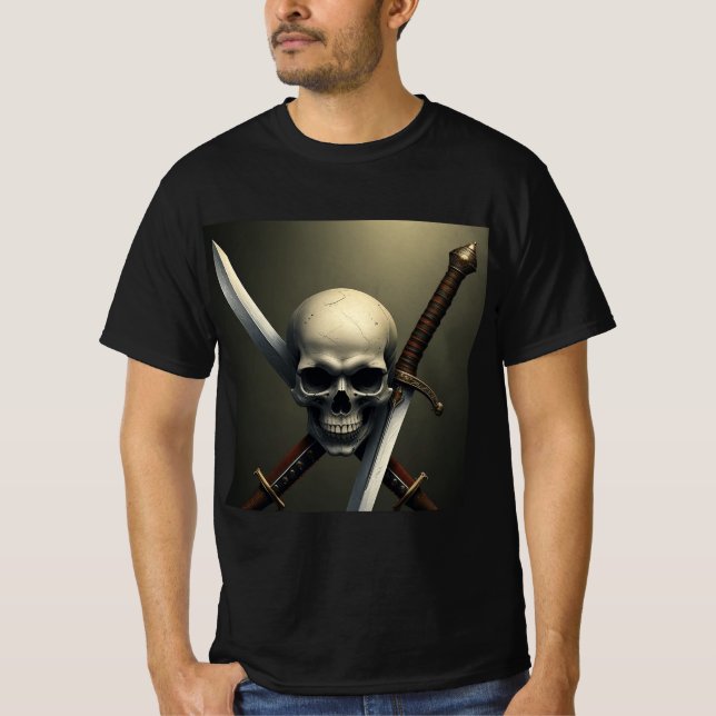 Camiseta Calavera y Espadas: Diseño Rebelde (Anverso)