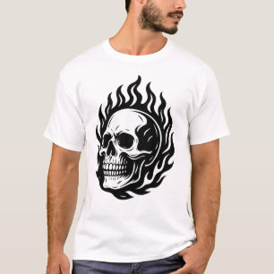Camiseta calavera y fuego