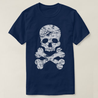 Camiseta Calavera y huesos cruzados con textura desgastada 