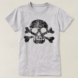 Camiseta Calavera y huesos cruzados gastados
