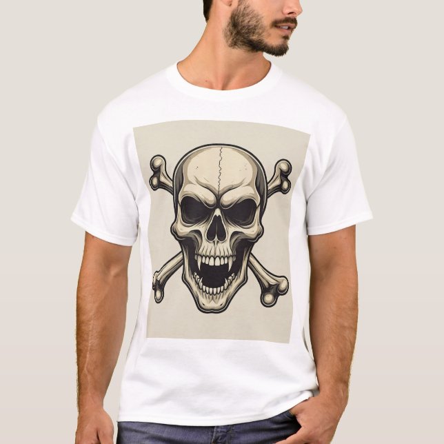 Camiseta "Calavera y huesos cruzados: Tee con el logotipo d (Anverso)
