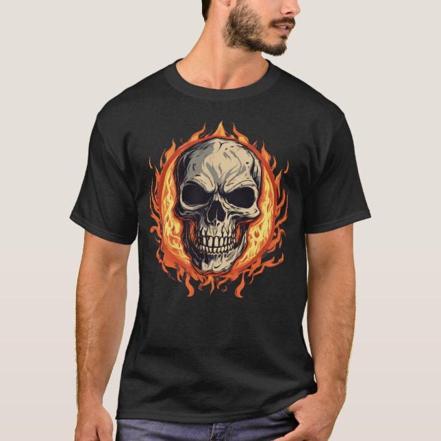 Camiseta Calavera y llamas (Anverso)