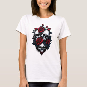 Camiseta Calavera y Rosas: Diseño floral gótico