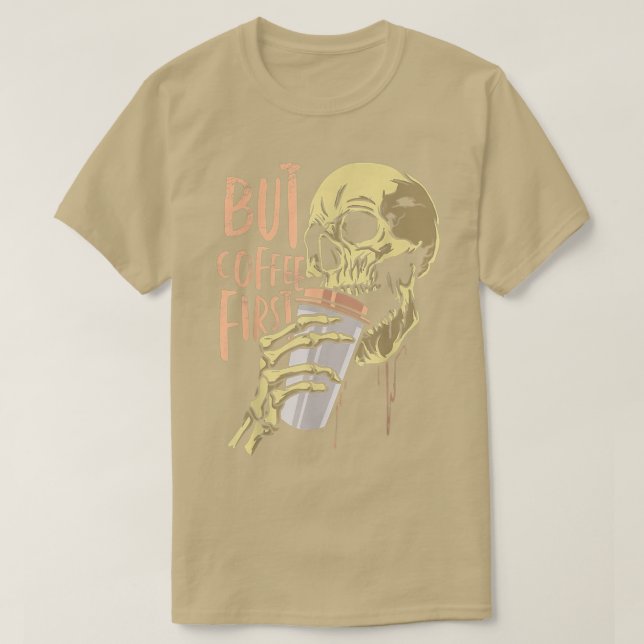 Camiseta Calavera zombie pero café primera fiesta de Hallow (Diseño del anverso)