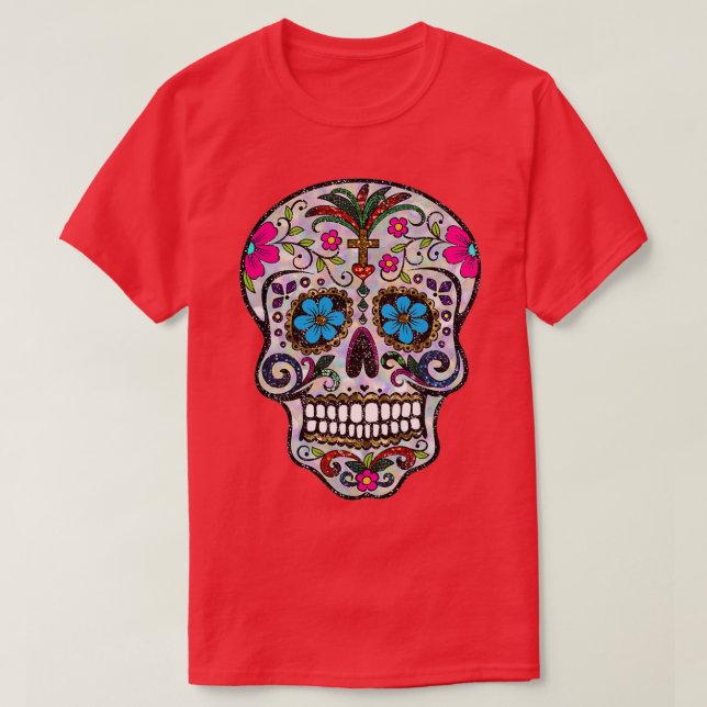 Camiseta calaveras azucareras secuenciales (Diseño del anverso)