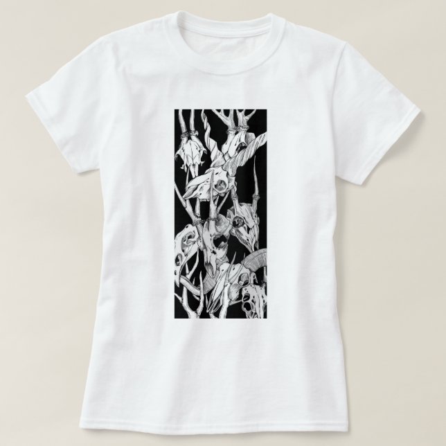 Camiseta Calaveras blancas y negras (Diseño del anverso)