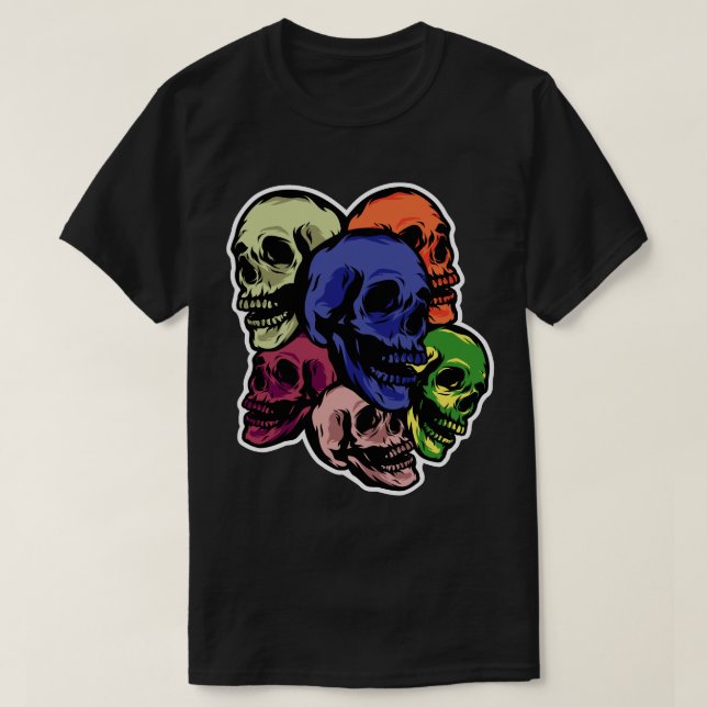 Camiseta Calaveras coloridas (Diseño del anverso)
