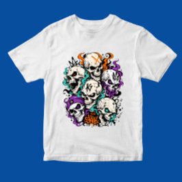 Camiseta Calaveras con llamas estilo de arte de graffiti de