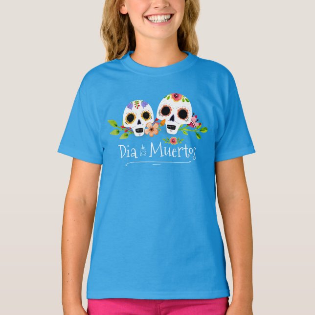 Camiseta Calaveras de azúcar floral Dia de Muertos | Sleeve (Anverso)