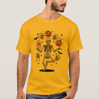 Camiseta Calaveras de calabazas de malabarismo en esqueleto