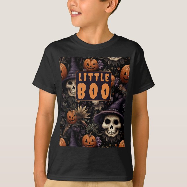 Camiseta Calaveras de calabazas floridas Pequeña Familia de (Anverso)
