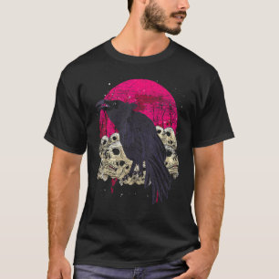 Camiseta Calaveras de Esqueleto Espeluznantes Cuervo Cráneo