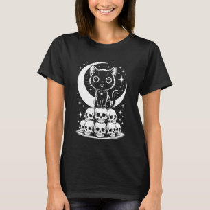 Camiseta Calaveras de Gatos Creepy Cute Gatito Goth Negro A