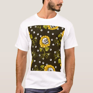 Camiseta Calaveras de girasoles: patrón único sin fisuras.