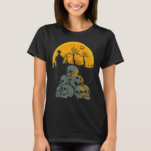 Camiseta Calaveras de Halloween cabezas Moon Skeleton Niños (Anverso)