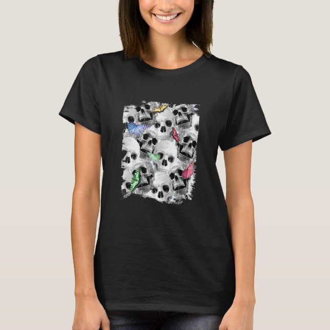 Camiseta Calaveras De Mariposa Y Mariposas Arcoiris (Anverso)