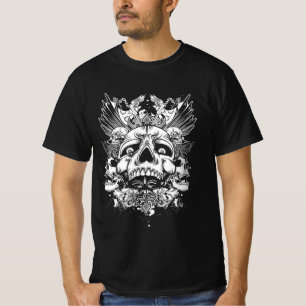 Camiseta Calaveras de pañales alados - Diseño gótico oscuro